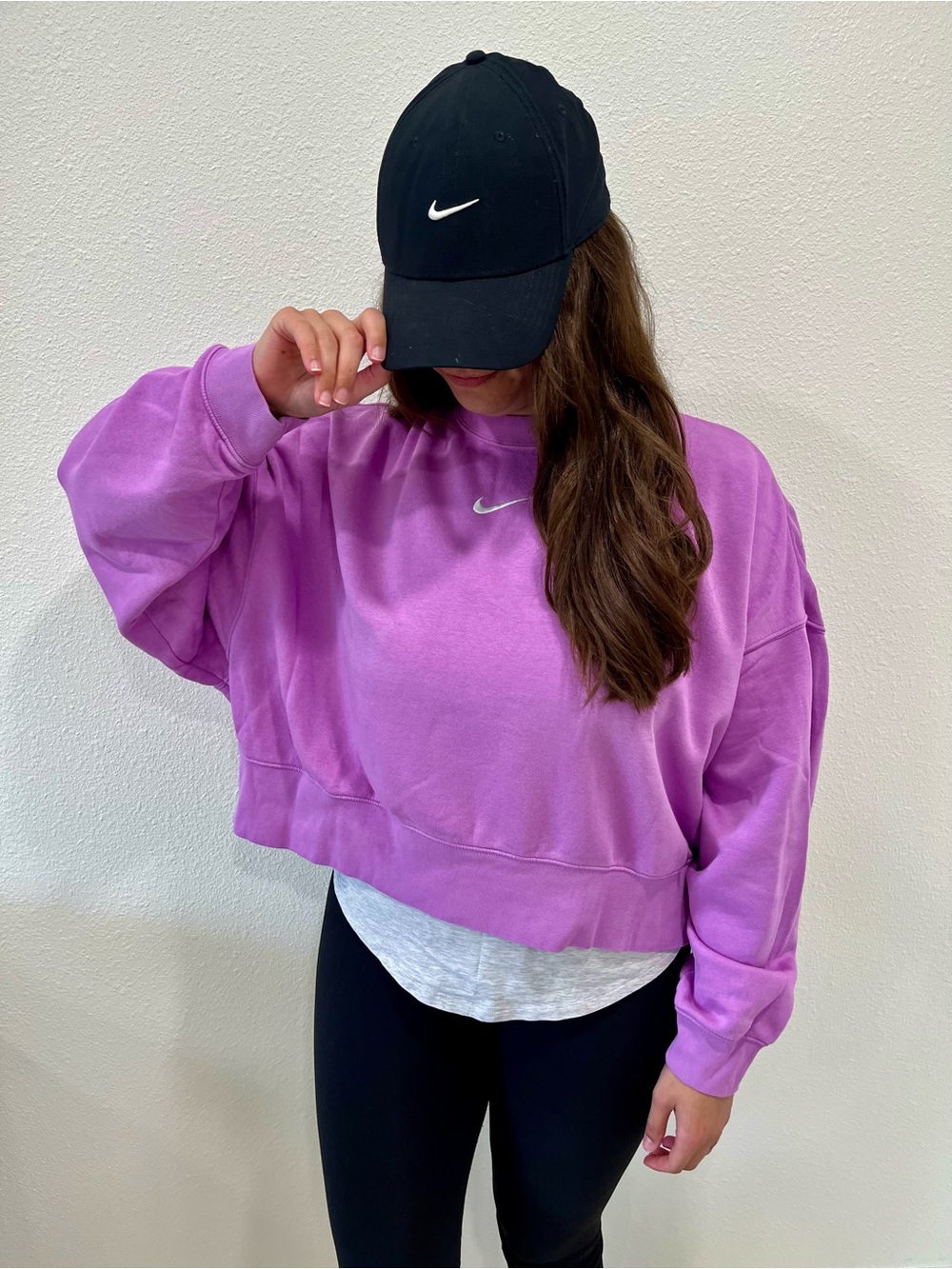 Nike Women's Lavender Crewneck Sweatshirt with White Swoosh